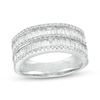 Thumbnail Image 0 of 7/8 CT. T.W. Baguette and Round Diamond Multi-Row Anniversary Band in 14K White Gold