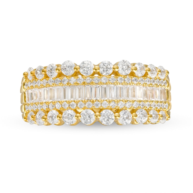 1 CT. T.W. Certified Baguette and Round Diamond Multi-Row Anniversary Band in 14K Gold (I/SI2)