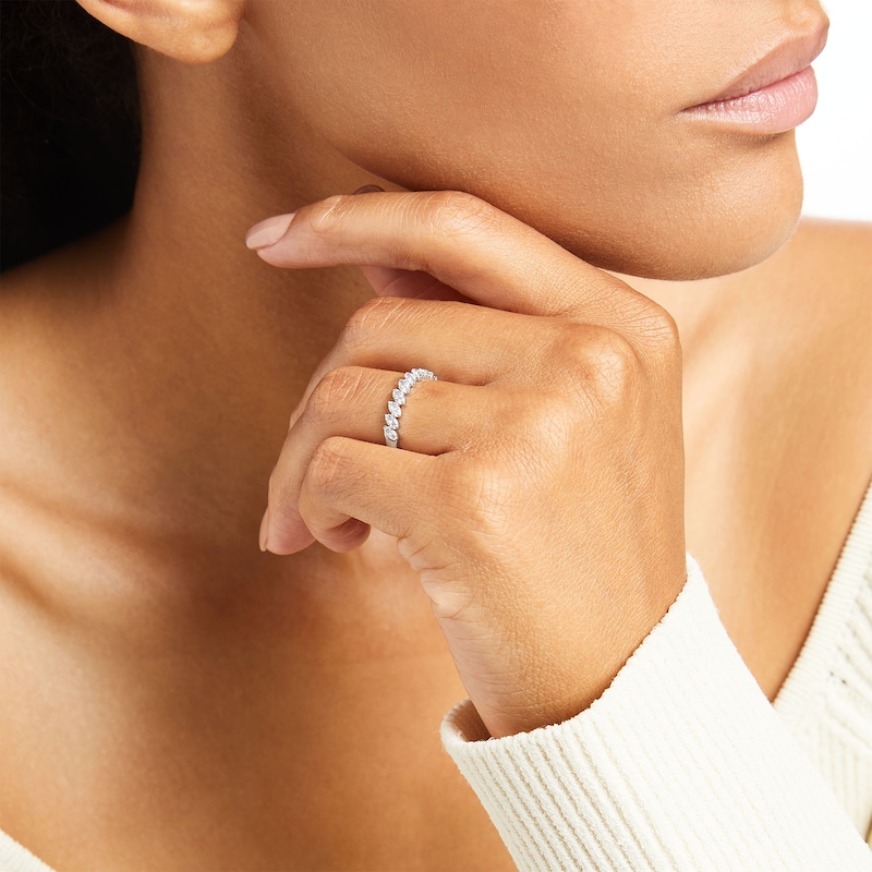 Main Image 2 of 1/3 CT. T.W. Tilted Marquise-Shaped Multi-Diamond Stackable Anniversary Band in 10K White Gold