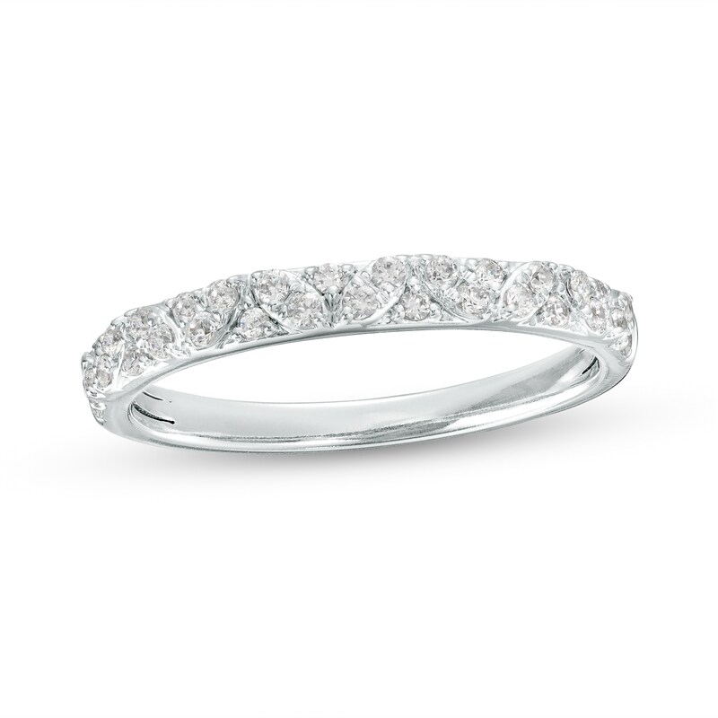Main Image 1 of 1/4 CT. T.W. Diamond Zig-Zag Stackable Anniversary Band in 10K White Gold