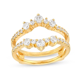 7/8 CT. T.W. Diamond Alternating Contour Solitaire Enhancer in 14K Gold