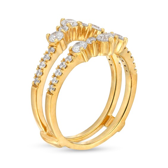 7/8 CT. T.w. Diamond Alternating Contour Solitaire Enhancer in 14K Gold