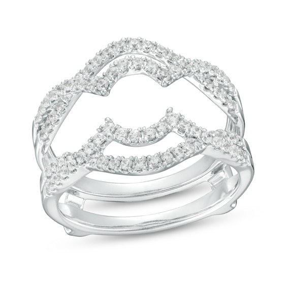 1/2 CT. T.w. Diamond Contour Crossover Solitaire Enhancer in 14K White Gold