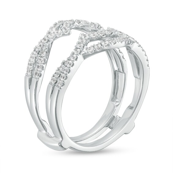 1/2 CT. T.w. Diamond Contour Crossover Solitaire Enhancer in 14K White Gold