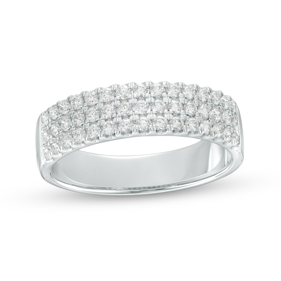 1/2 CT. T.w. Diamond Triple Row Anniversary Band in 14K White Gold