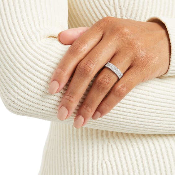 1/2 CT. T.w. Diamond Triple Row Anniversary Band in 14K White Gold
