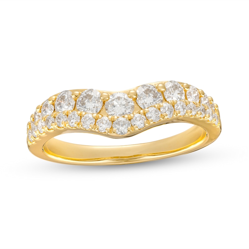 Main Image 1 of 1 CT. T.W. Diamond Double Row Contour Anniversary Band in 14K Gold