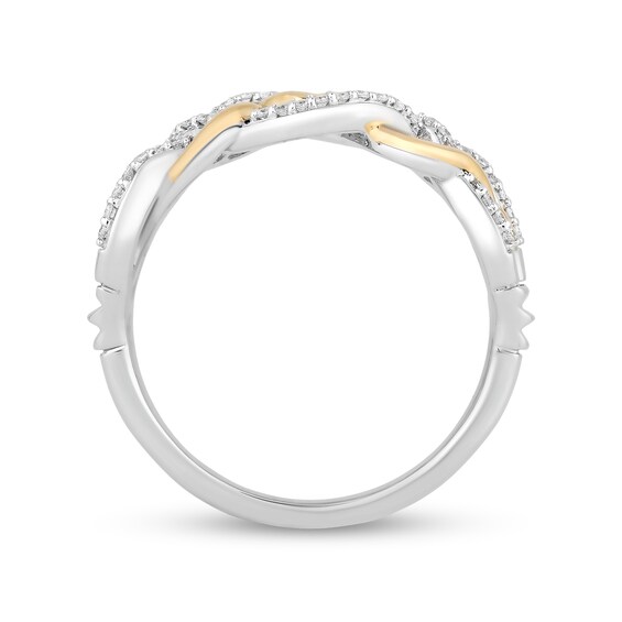 Enchanted Disney Merida 1/6 CT. T.w. Diamond Celtic Knot Twist Shank Ring in Sterling Silver and 10K Gold