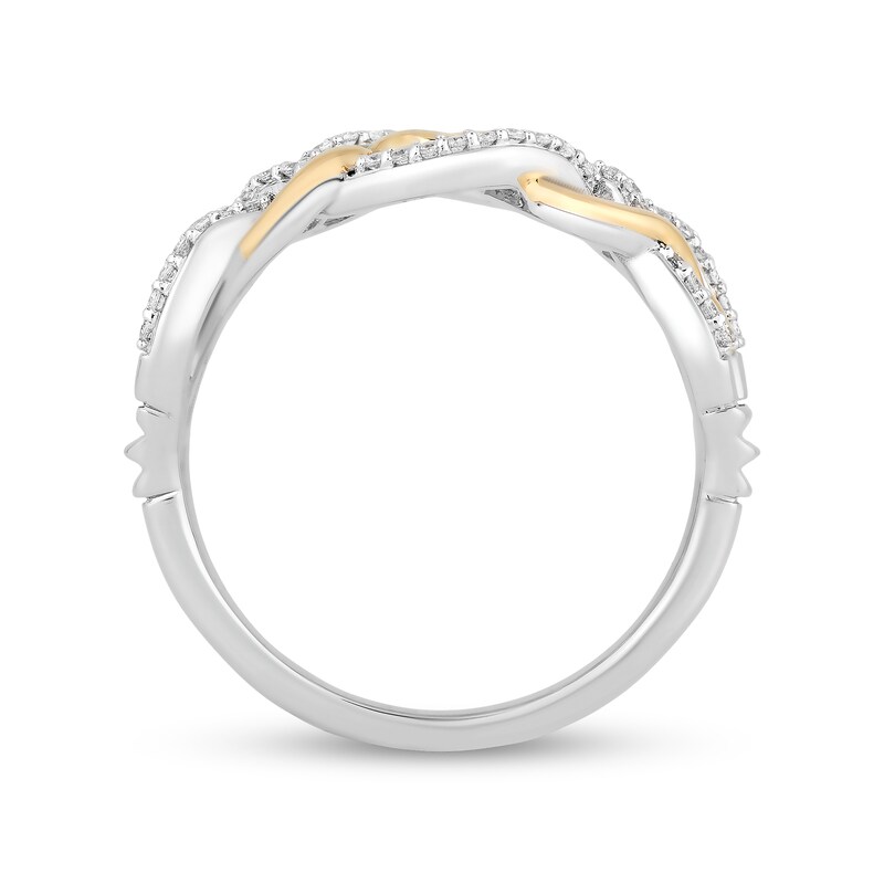 Main Image 3 of Enchanted Disney Merida 1/6 CT. T.W. Diamond Celtic Knot Twist Shank Ring in Sterling Silver and 10K Gold