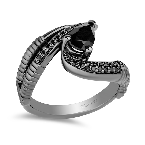 Enchanted Disney Villains Maleficent Onyx and 1/5 CT. T.w. Black Diamond Claw Ring in Sterling Silver in Black Rhodium