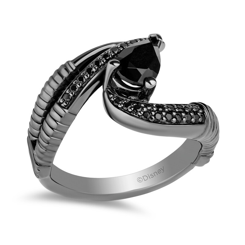 Enchanted Disney Villains Maleficent Onyx and 1/5 CT. T.W. Black Diamond Claw Ring in Sterling Silver in Black Rhodium