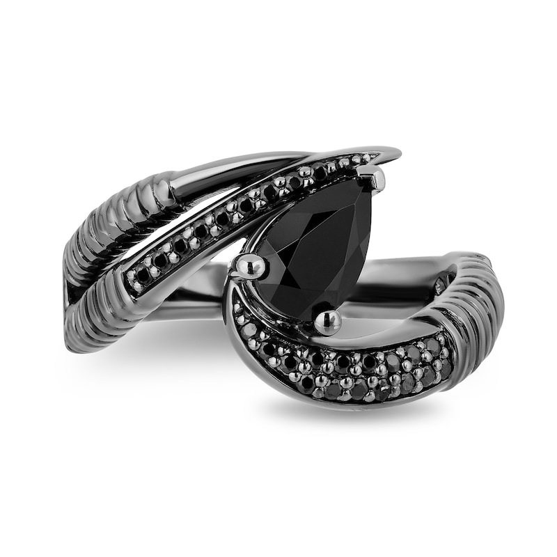 Enchanted Disney Villains Maleficent Onyx and 1/5 CT. T.W. Black Diamond Claw Ring in Sterling Silver in Black Rhodium