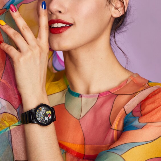 Citizen Eco-DriveÂ® Mickey Mouse & Friends Fiesta Black Watch (Model: Au1095-57W)