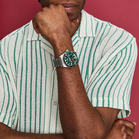 Men's Citizen Eco-DriveÂ® Mickey Mouse & Friends Tee Time Watch with Green Dial (Model: Aw1595-78W)