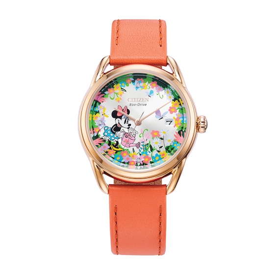 Ladies' Citizen Eco-DriveÂ® Mickey Mouse & Friends Minnie Diamond Rose-Tone Strap Watch (Model: Fe6087-04W)