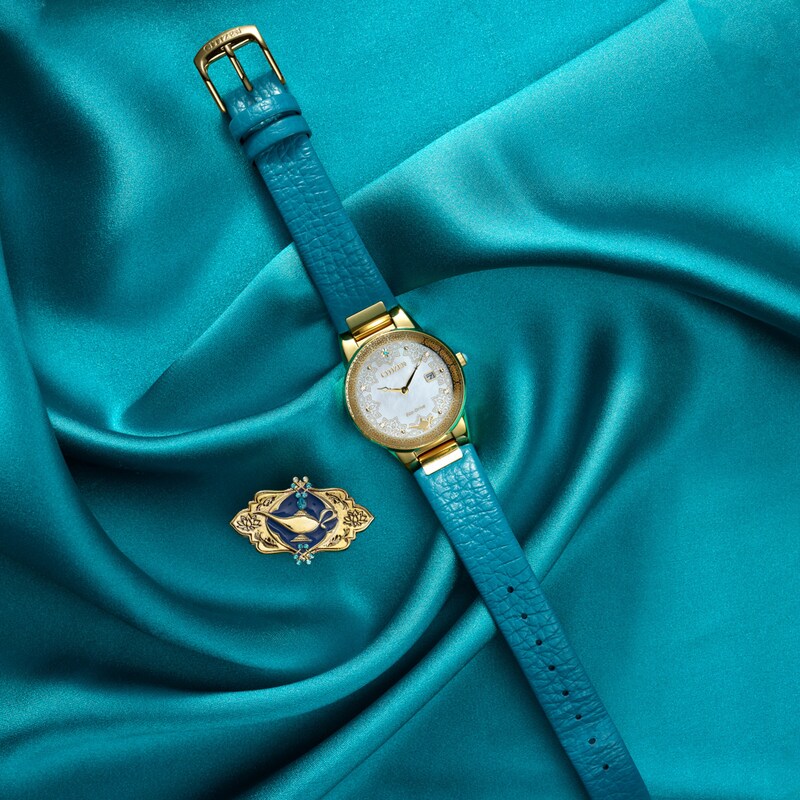 Ladies' Citizen Eco-Drive® Princess Crystal Gold-Tone Watch with Mother-of-Pearl Dial and Box Set (Model: GA1072-07D)