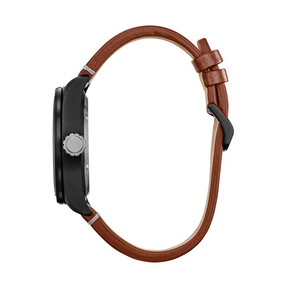 Men's Citizen Eco-DriveÂ® Star Warsâ¢ Chewbaccaâ¢ Brown Leather Strap Watch with Black Dial (Model: Aw5008-06W)