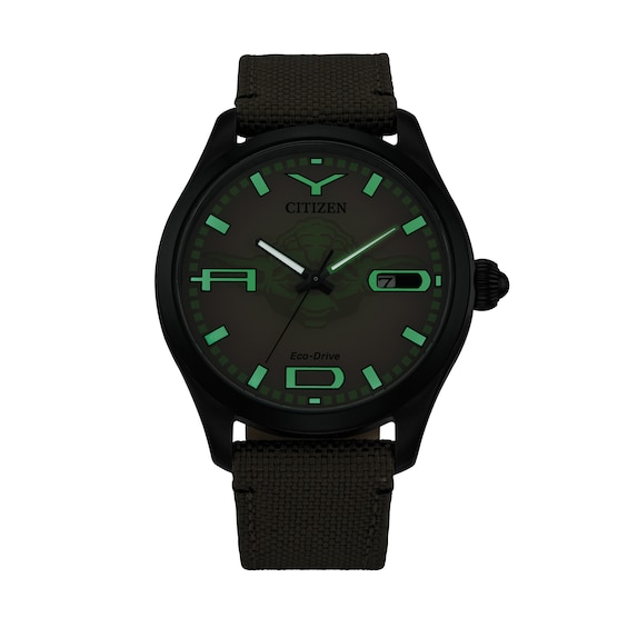 Men's Citizen Eco-DriveÂ® Star Warsâ¢ Yodaâ¢ Beige Nylon Strap Watch with Brown Dial (Model: Bm6839-06W)