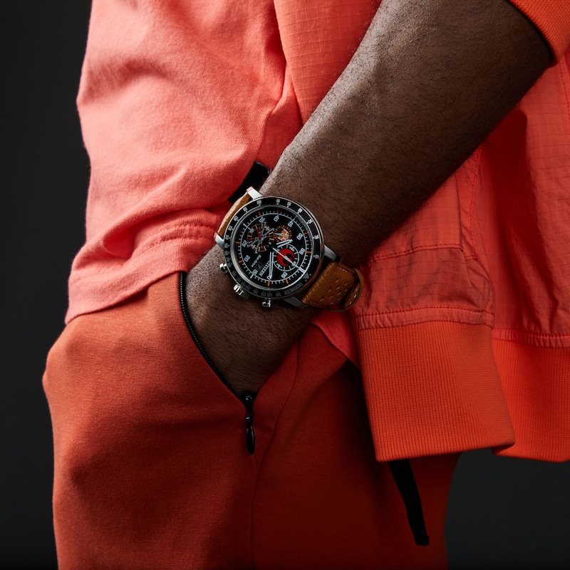 Men's Citizen Eco-Drive® Star Wars™ Rebel Pilot Chronograph Leather Strap Watch with Black Dial (Model: CA0761-06W)