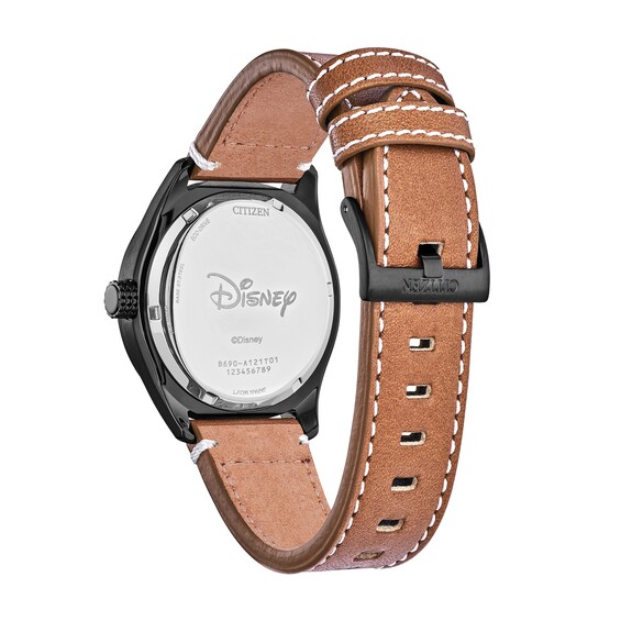 Men's Citizen Eco-DriveÂ® Mickey Mouse & Friends Baseball Brown Leather Strap Watch (Model: Bv1089-05W)