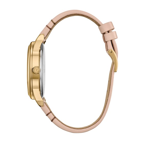 Citizen Eco-DriveÂ® Mickey Mouse & Friends Shadow Gold-Tone Pink Leather Strap Watch (Model: Bv1132-08W)