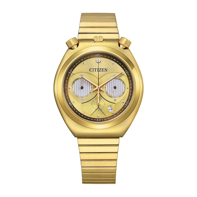 Men's Citizen Eco-Drive® Star Wars™ Tsuno C-3PO™ Gold-Tone Chronograph Watch (Model: AN3662-51W)