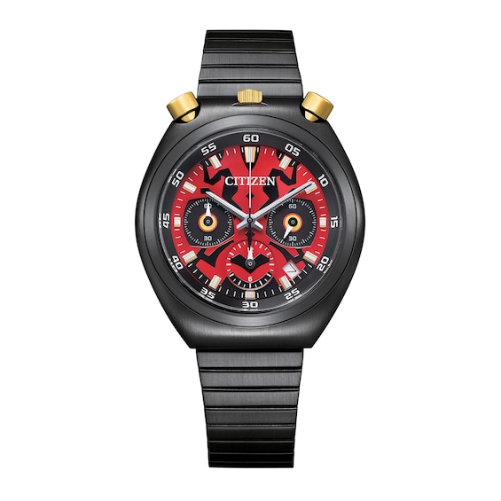 Men's Citizen Eco-DriveÂ® Star Warsâ¢ Tsuno Darth Maul Black IP Chronograph Watch with Red Dial (Model: An3668-55W)