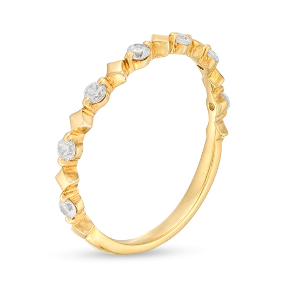 1/5 CT. T.w. Diamond Alternating Geometric Seven Stone Anniversary Band in 10K Gold