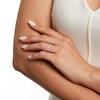 Thumbnail Image 2 of 1/3 CT. T.W. Certified Oval and Round Diamond Slanted Anniversary Band in 14K White Gold