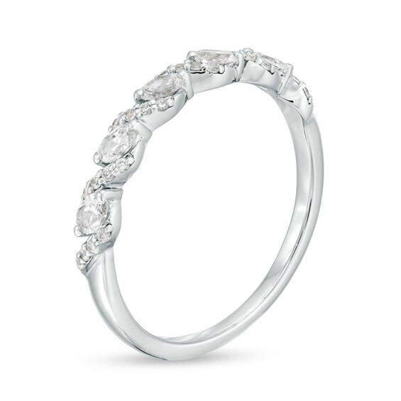 1/3 CT. T.w. Certified Oval and Round Diamond Slanted Anniversary Band in 14K White Gold