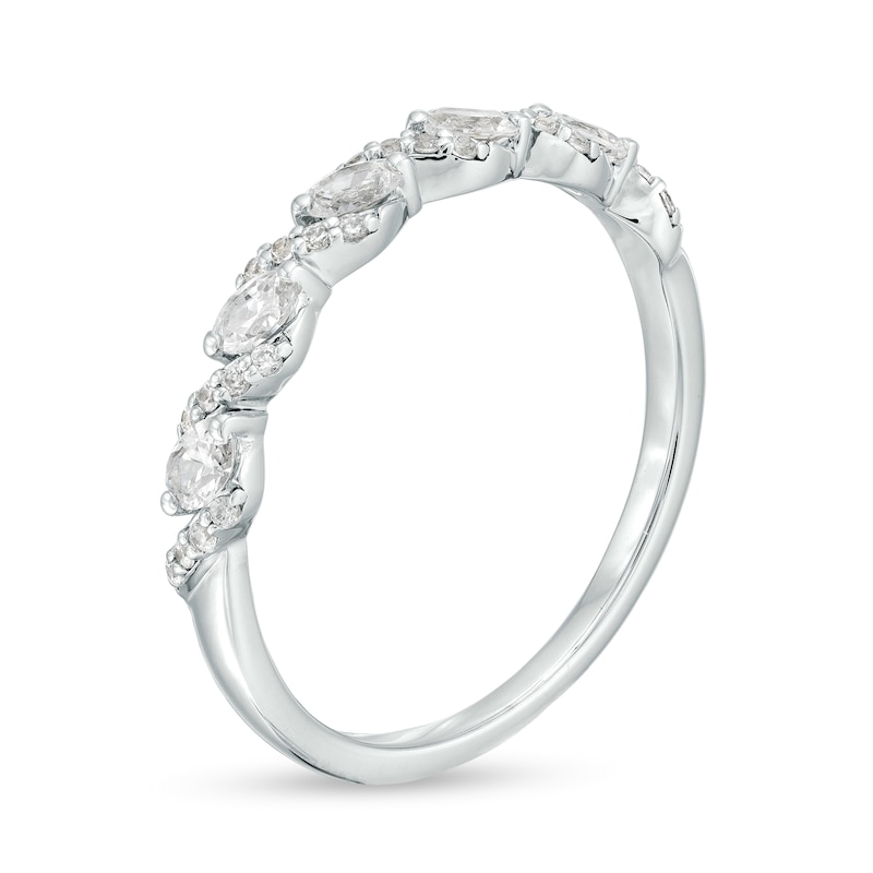 Main Image 3 of 1/3 CT. T.W. Certified Oval and Round Diamond Slanted Anniversary Band in 14K White Gold