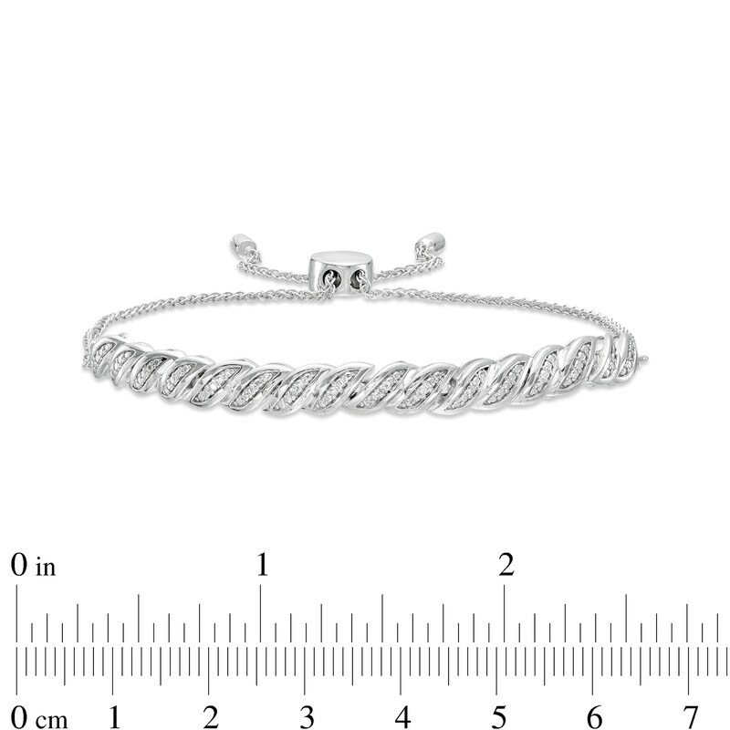 Main Image 3 of Diamond Accent "S" Bar Bolo Bracelet in Sterling Silver – 9.5"
