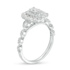 Thumbnail Image 2 of 3/4 CT. T.W. Emerald-Cut Diamond Double Cushion-Shaped Frame Scallop Edge Engagement Ring in 14K White Gold (I/SI2)