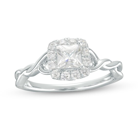 3/4 CT. T.w. Princess-Cut Diamond Frame Twist Shank Engagement Ring in 14K White Gold (I/I2)