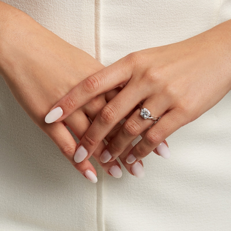 Main Image 2 of 3/4 CT. T.W. Princess-Cut Diamond Frame Twist Shank Engagement Ring in 14K White Gold (I/I2)