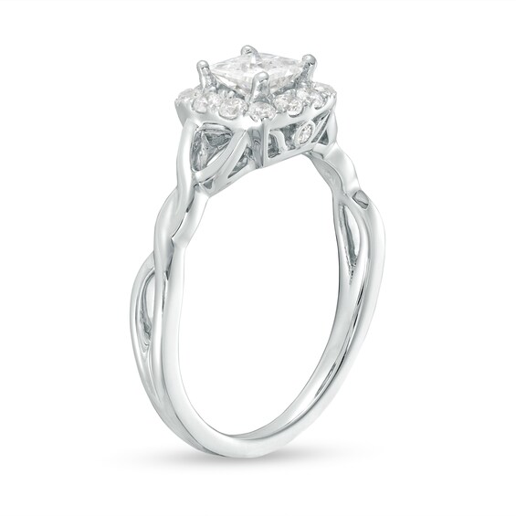 3/4 CT. T.w. Princess-Cut Diamond Frame Twist Shank Engagement Ring in 14K White Gold (I/I2)