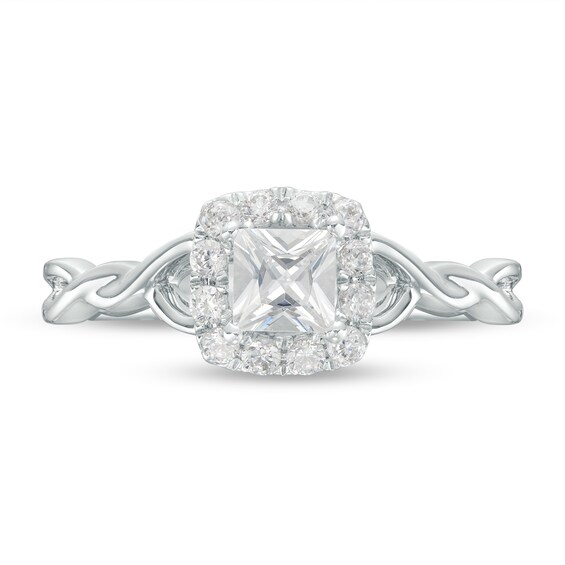3/4 CT. T.w. Princess-Cut Diamond Frame Twist Shank Engagement Ring in 14K White Gold (I/I2)