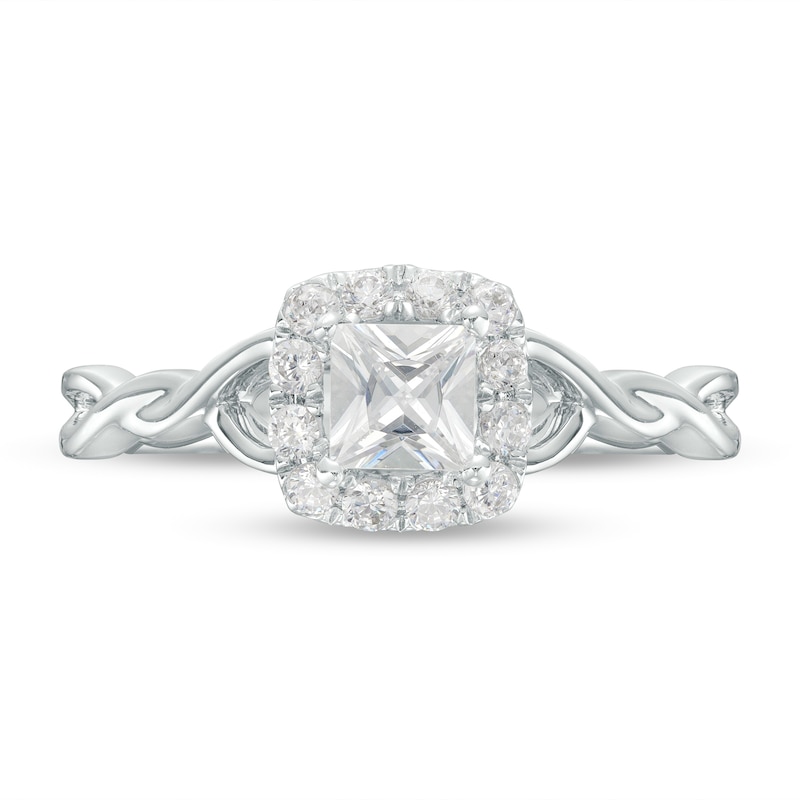 Main Image 4 of 3/4 CT. T.W. Princess-Cut Diamond Frame Twist Shank Engagement Ring in 14K White Gold (I/I2)