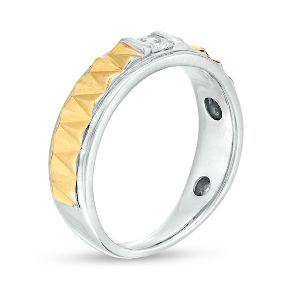 1/4 CT. T.w. Square-Cut Diamond Solitaire Alternating Triangle Wedding Band in 10K Two-Tone Gold