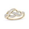 Thumbnail Image 1 of 1/4 CT. T.W. Baguette and Round Diamond Twist Ring in 10K Gold