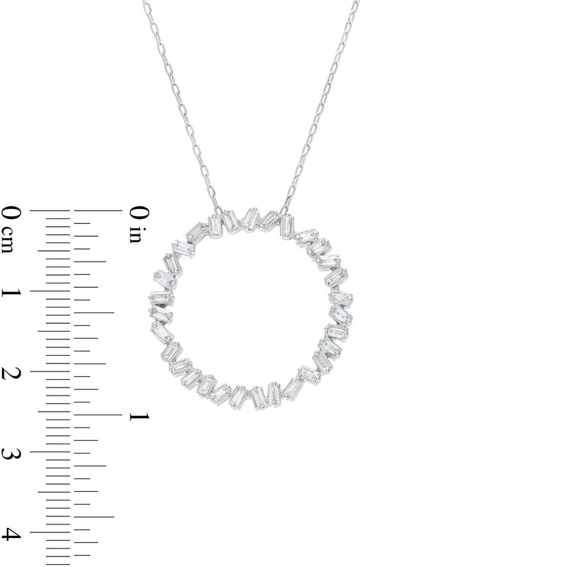 Main Image 3 of 1/2 CT. T.W. Baguette Diamond Circle Pendant in 10K White Gold