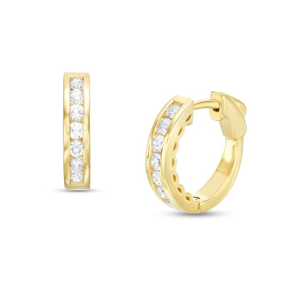 1 CT. T.w. Diamond Seven Stone Hoop Earrings in 14K Gold