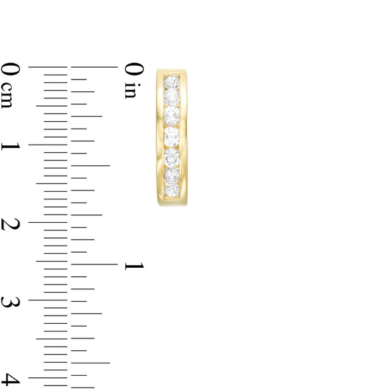 1 CT. T.w. Diamond Seven Stone Hoop Earrings in 14K Gold