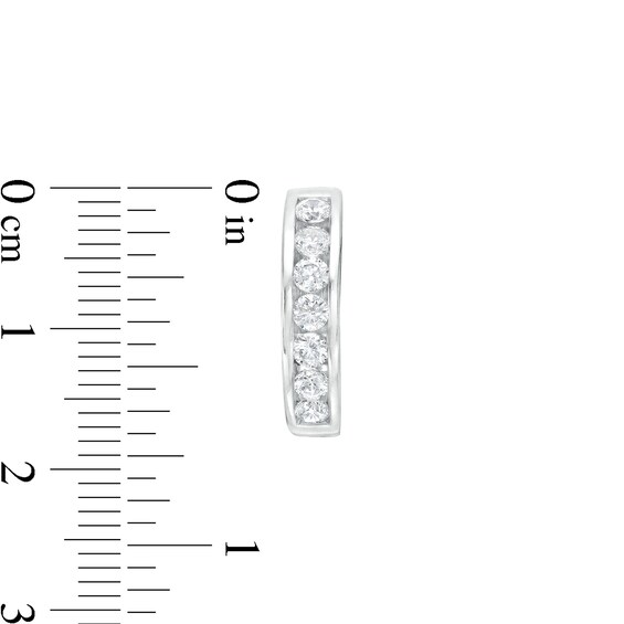 1 CT. T.w. Diamond Seven Stone Hoop Earrings in 14K White Gold