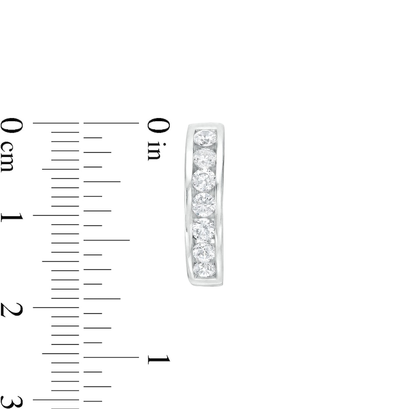 1 CT. T.W. Diamond Seven Stone Hoop Earrings in 14K White Gold