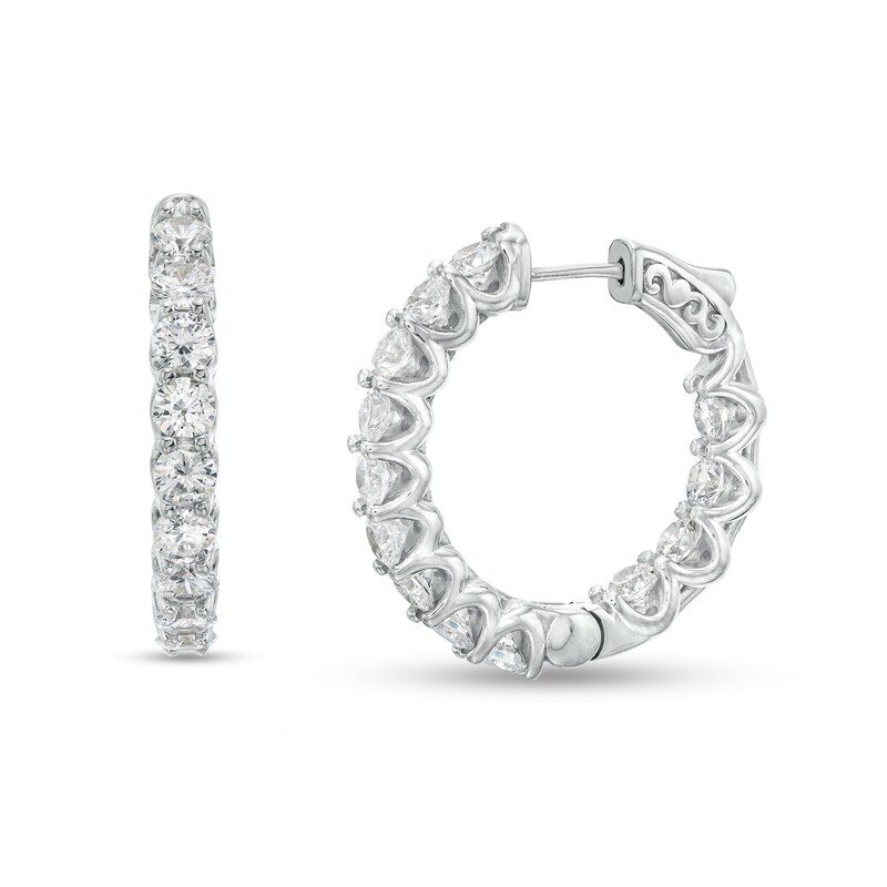 Main Image 1 of 4 CT. T.W. Diamond Inside-Out Hoop Earrings in 14K White Gold