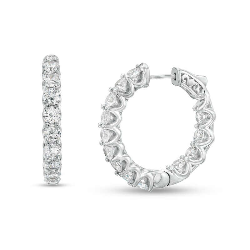 4 CT. T.W. Diamond Inside-Out Hoop Earrings in 14K White Gold