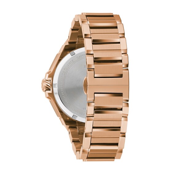 Men's Bulova Precisionist X Diamond Accent Rose-Tone Watch with Black Dial (Model: 97D129)