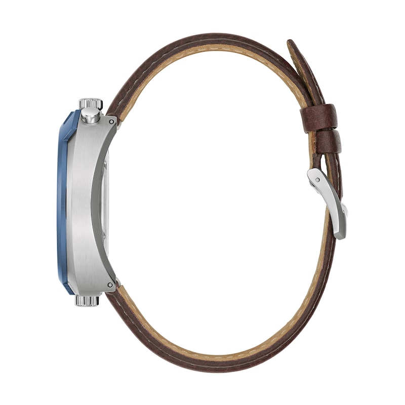 Main Image 3 of Men's Bulova Archive Two-Tone Chronograph Brown Leather Strap Watch with Silver-Tone Dial (Model: 98B390)