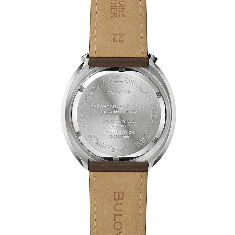 Main Image 5 of Men's Bulova Archive Two-Tone Chronograph Brown Leather Strap Watch with Silver-Tone Dial (Model: 98B390)